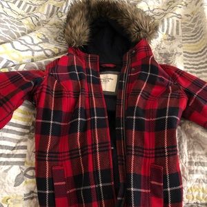Abercrombie and Fitch Red Plaid Coat